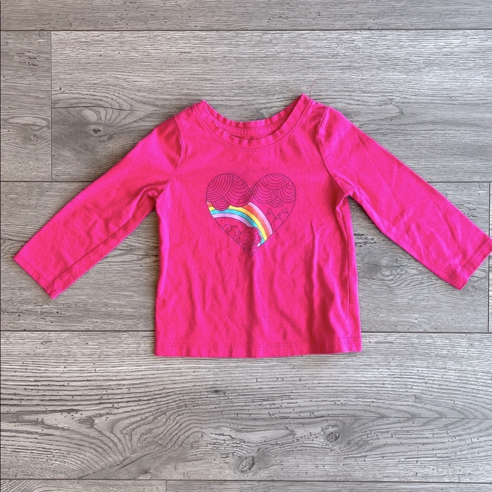 Cat & Jack Long Sleeve Heart & Rainbow T-Shirt